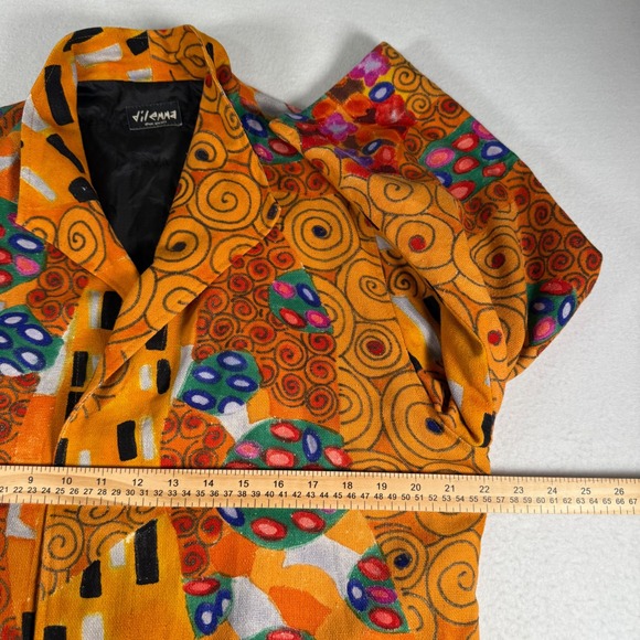 Dilemma Art Silk Kimono Jacket Klimt Inspired‎ Print Abstract Orange Black Rare - Picture 4 of 8